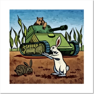 watercolor rabbit stopping groundhog civil war Posters and Art